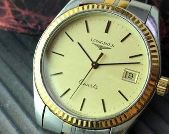 01 Vintage LONGINES 156.1647 Two-Tone "Gold & Steel" 100M Quartz Watch - 32mm Unisex