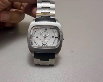 01 Reloj de cuarzo vintage D&G Dolce and Gabbana con pantalla de TV de 37 mm, 100% original.