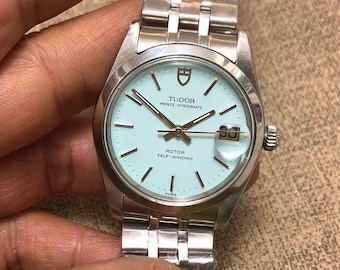 Vintage Rolex Tudor Prince Oysterdate Green Turquoise Cal.2824 Automatic Mens Watch 34mm
