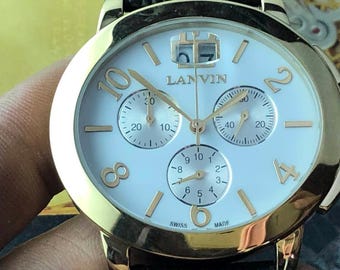 Lanvin Champagne Dial Tank Watch for Men, 2000s - Vintage 