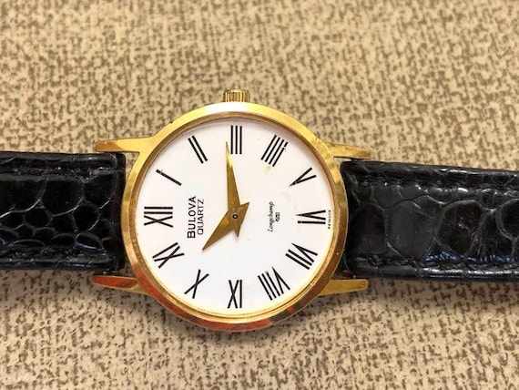discontinued Bulova Longchamp white porcelain Dial Roman numerals quartz Ladies Watch 24mm View 4