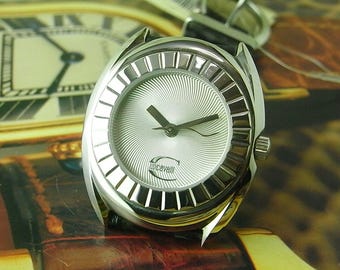 01 Reloj Just Cavalli unisex de cuarzo de 34 mm, nuevo, sin usar, con esfera plateada con efecto rayos de sol – 100% original