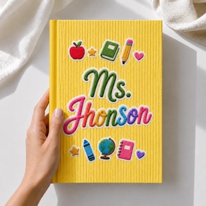 Regalo de agradecimiento para maestras de guardería con monograma, cuaderno personalizado con nombre, recuerdo para cuidadores de niños para la vuelta al cole.
