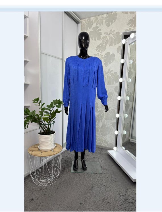jaeger blue dress 80s Jaeger Dress Size UK 8 10 Small Navy White Powerdressing Office White Detachable Collar Shift Sheath Dress Wool Crepe