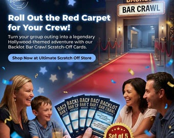 Magical Vacation Backlot Bar Crawl Challenge (4-Card Set) |  Orlando Area Theme Park Game |  Park Bachelorette/ Ladies Night Party