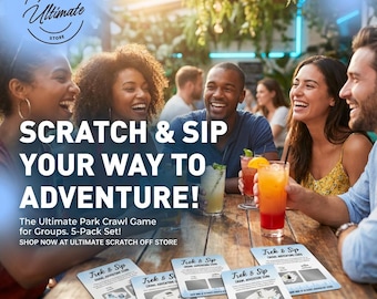 Magical Vacation Safari Bar Crawl Challenge (4 Card Set) | "Trek & Sip" Scratch Off | Wild Adventure Drinking Guide | Orlando Vacation