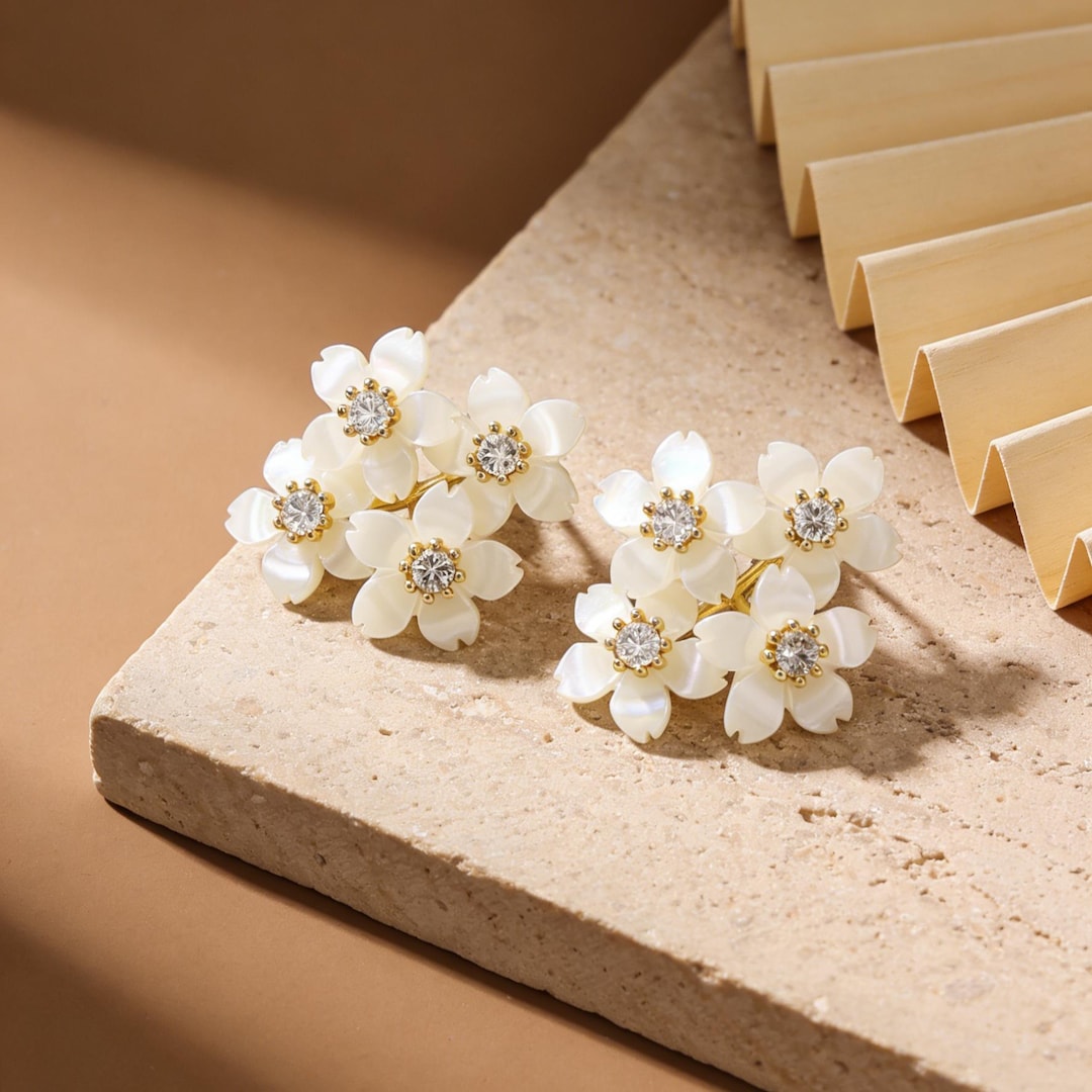 Cool Mother Of Pearl Flower Earrings Photos