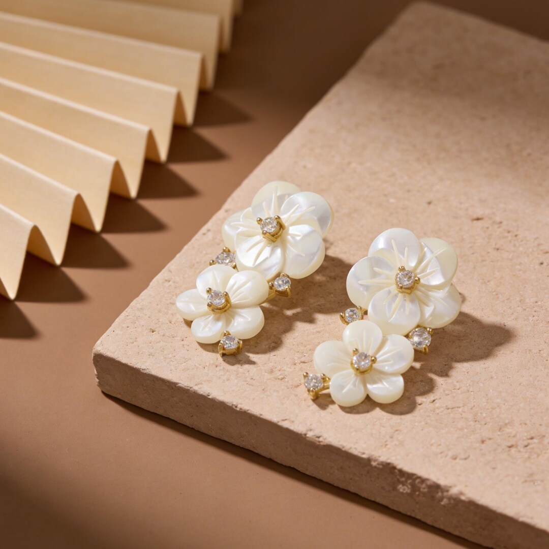 Cool Mother Of Pearl Flower Earrings Photos