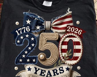 America 250th Anniversary PNG, 1776-2026 Patriotic Bow Patch, Distressed Denim USA 250 Years Sublimation Design, Semiquincentennial PNG