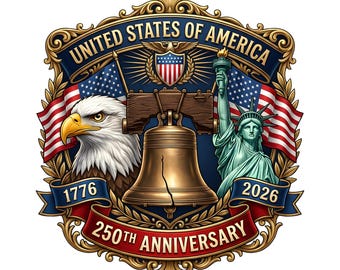 USA 250th Anniversary PNG, America 1776–2026 Patriotic Eagle Liberty Bell Design, United States 250 Years png, 4th of July Sublimation PNG