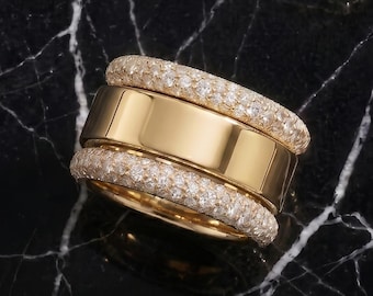 OURA Pave Moissanite Stacking Band, Dainty Diamond Eternity Ring for Smart Ring Stack, Luxury Minimalist Wedding Band, Thin Pave Guard Ring