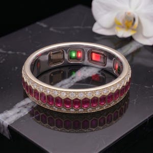 Oura Ring Gen 5 Jacket, Luxury Ruby Ring Enhancer for Oura, Red Stone Smart Ring Cover, Art Deco Smart Ring Case, Ring Bling Gen 5