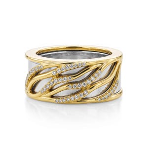 Diamond Pave Oura Ring Gen 5 Jacket | Wave Smart Ring Cover, 14k Gold Criss Cross Ring Enhancer, Wide Wedding Band Guard for Oura Ring Gen 5