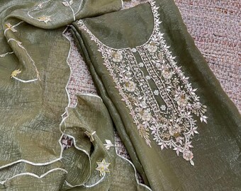 Élégant costume anarkali en organza avec dupatta | Salwar Kameez indien traditionnel pour femme