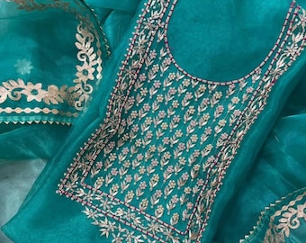 Salwar Kameez en organza avec dupatta, ensemble Kurta Palazzo brodé, tenues de mariage ethniques indiennes