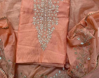 Ensemble artisanal Chanderi Kurta Palazzo | Salwar Kameez indien traditionnel pour femme | Vêtements ethniques de créateurs