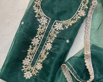 Organza Salwar Kameez for Women, Indian Pakistani Suit, Embroidered Salwar Suit, Elegant Ethnic Wear, Wedding Party Suit, Traditional Dress