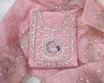 Ensemble Palazzo Chanderi Kurta Readymade pour femme | Salwar Kameez à la pakistanaise | Tenues de soirée ethniques