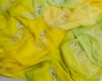 Sari in chiffon firmato da donna / Sari da festa in stile Bollywood / Elegante sari trasparente con blusa / Abbigliamento etnico indiano per matrimoni