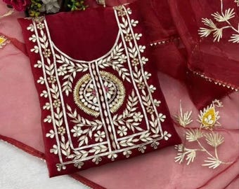 Organza Salwar Kameez, Pakistani Suit for Women, Indian Ethnic Wear, Embroidered Wedding Party Wear