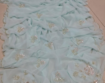 Sari 100 % mousseline à fleurs | Vêtements ethniques indiens traditionnels | Sari léger quotidien et festival