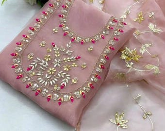 Organza Salwar Kameez for Women, Pakistani Salwar Suit, Indian 3 Piece Suit with Dupatta, Embroidered Wedding Party Wear, Zardozi