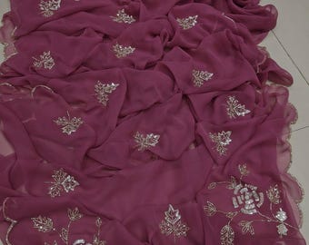 Saree de luxe en mousseline de soie fait main pour mariage | Sari style bollywood pour tenue de soirée | Cadeau pour elle