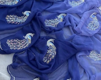 Sari in chiffon da donna, sari leggero per feste, sari indiano di design, abito da invitata a un matrimonio, elegante abbigliamento etnico