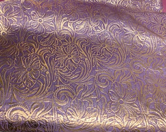 Leather, embossed, light purple, lavender, copper floral, purse, horse tack, crafts