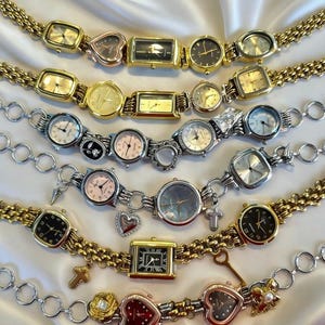 Gargantilla con reloj vintage punk dorado hecho a mano para mujer, joyería única con estilo, reloj retro steampunk, collar genial.