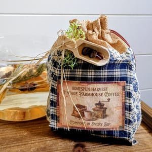 Simmer Pot Natural Home Fragrance Kit includes 3 bags of simmering potpourri in an adorable  shelf sitter burlap bag