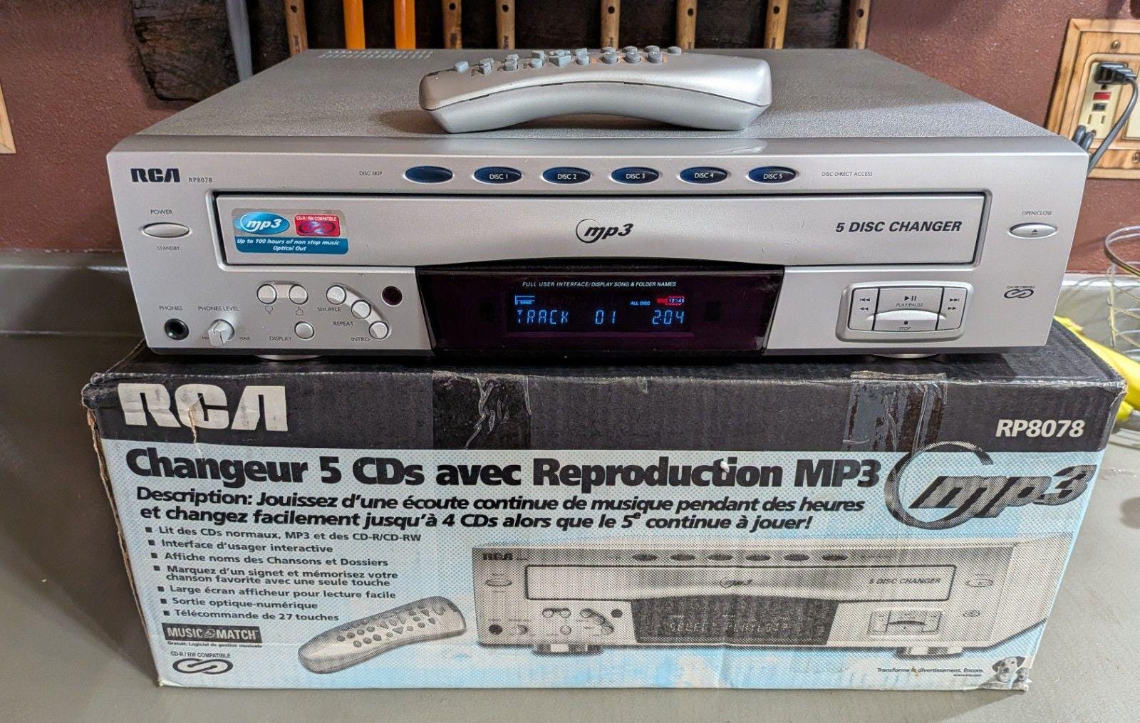 2001 Vintage RCA Rp8078 5-disc Cd Changer With Original Box and