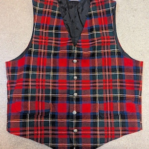 Vintage Pendleton 100% Virgin Wool Röd Rutig Tartan Väst Storlek Small?