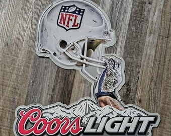 Coors Light Beer NFL Football Helmet Tin Sign Game Room Man Cave Bar Pub