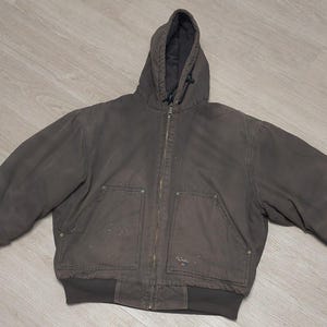 Chaqueta de trabajo con capucha y efecto desgastado de lona marrón Walls Zero-Zone, talla XL, 1995.