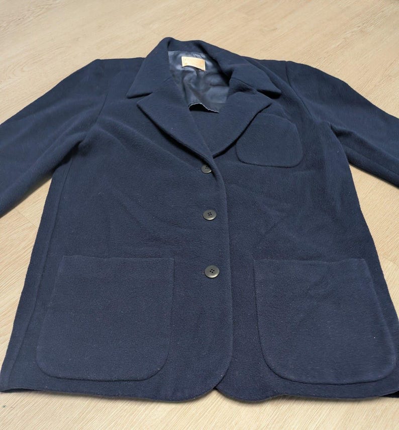 1980 Medium Pendleton Navy 100% Virgin Wool Blazer Jacket image 3