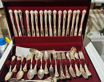 Vintage Godinger GSA 20th Century Baroque 80pc Flatware Set with Wooden Case New