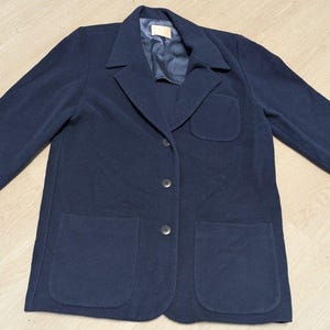 1980 Medium Pendleton Navy 100% Virgin Wool Blazer Jacket image 1