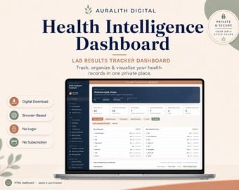 Lab Results Tracker Dashboard | Bloodwork Organizer & Doctor Visit Prep | Health Records Log | HTML Digital Download