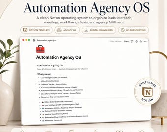 Notion CRM Template for Agencies | Client Tracker, Workflow Dashboard, Business Planner | Agency OS | Freelancer Client Management