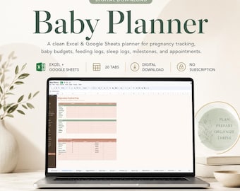 Baby Planner Spreadsheet | Pregnancy, Newborn Feeding & Sleep Tracker, Baby Budget and Milestones | New Mom Digital Download