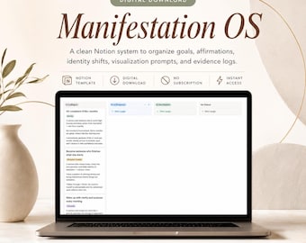 Manifestation Notion Template | Law of Attraction Planner, Affirmations & Identity Shift | Manifestation Journal | Digital Download