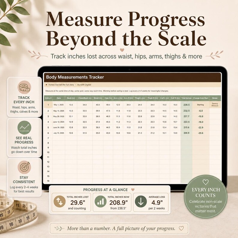 Weight Loss Measurement Tracker Spreadsheet | GLP-1 Body Transformation ...