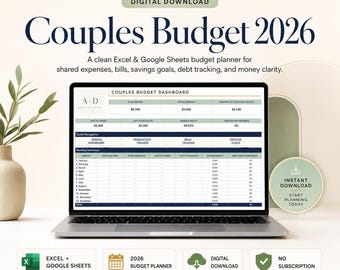 Couples Budget Spreadsheet | Shared Expenses & Bill Splitter, Dual Dashboards | Family Finance Tracker | Excel Google Sheets