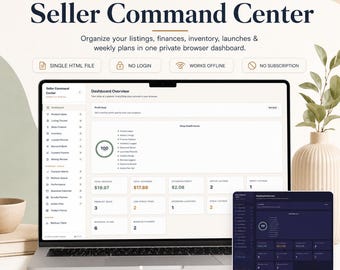 Etsy Seller Planner & Shop Dashboard | Finance, Listing and Product Launch Tracker | Small Business Spreadsheet | Digital Download