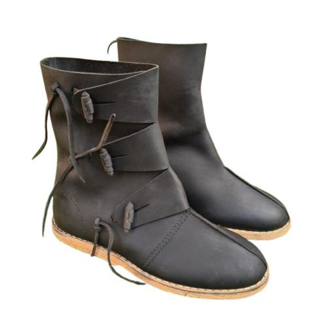 Medieval Multi-toggle Leather Boots Handcrafted Viking Ankle Shoes ...