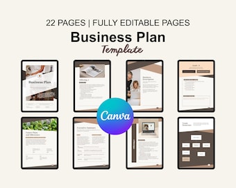 Business Plan Template for Startups | Printable Planner & Strategy Workbook | Side Hustle and Small Business Guide | Canva Editable Template