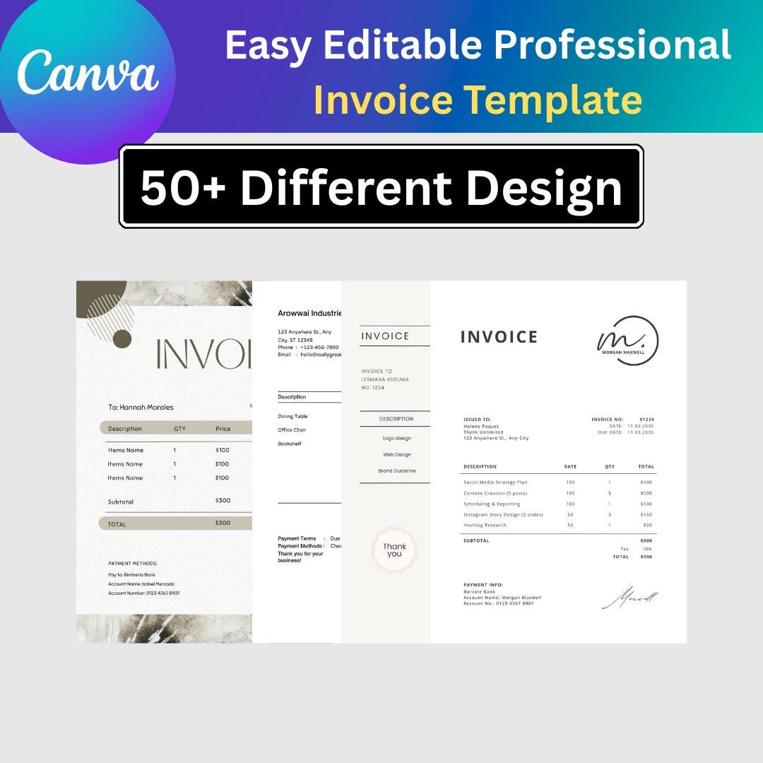 50+ Editable Invoice Templates | Editable Invoice Templates Pack ...