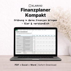 KLARVIO Finanzplaner Kompakt | Haushaltsbudget klar & strukturiert planen | PDF + Excel für Paare und Familien