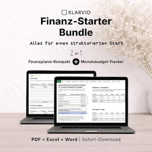 KLARVIO Finance Starter Bundle | Facile introduzione alla gestione del budget e alla pianificazione mensile | PDF + Excel per coppie e famiglie